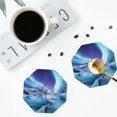 thumbnail image 4 of Honeii Night At Lake Aurora 1 Print Leather Coaster Set of 4, Ideal for Safeguarding Your Furniture from Drinks Spills and Effortless Cleanup-Octagon, 4 of 6