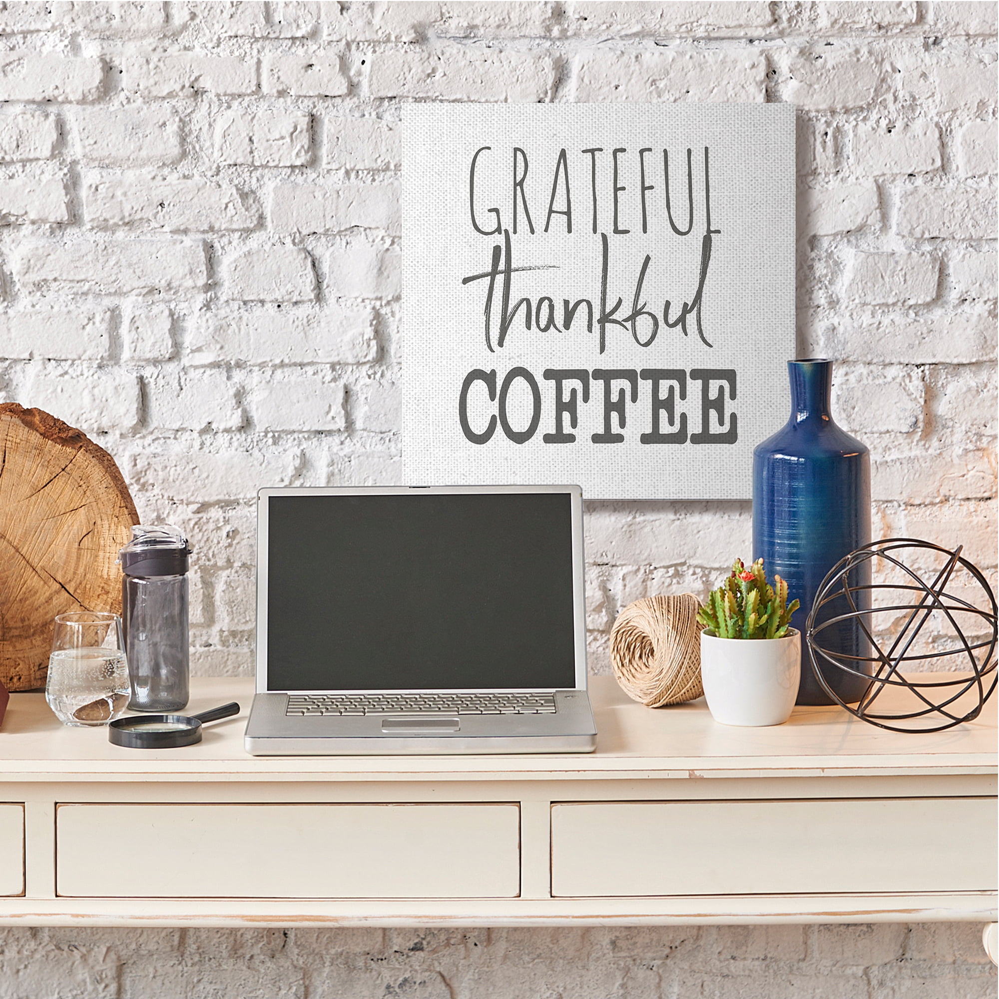 Stupell Industries Grateful Thankful Coffee Expression Playful Typography Food & Beverage Painting Gallery Wrapped Canvas Art Print Wall Art, 30 x 30