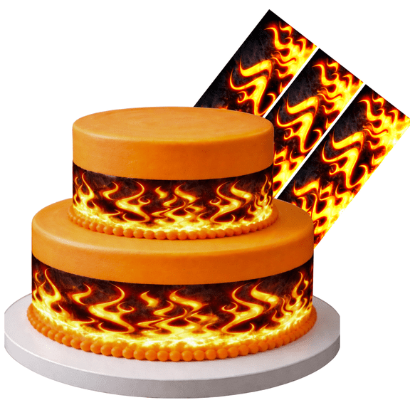 Flames 3 Strips Edible Frosting Photo Cake Border Decoration