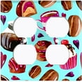 thumbnail image 2 of Metal Light Switch Wall Plate Outlet Cover (Coffee Mocha Candy Bean Toffee Swirl Cupcake Coffee Maker Teal Pink Hearts - Double Duplex), 2 of 2