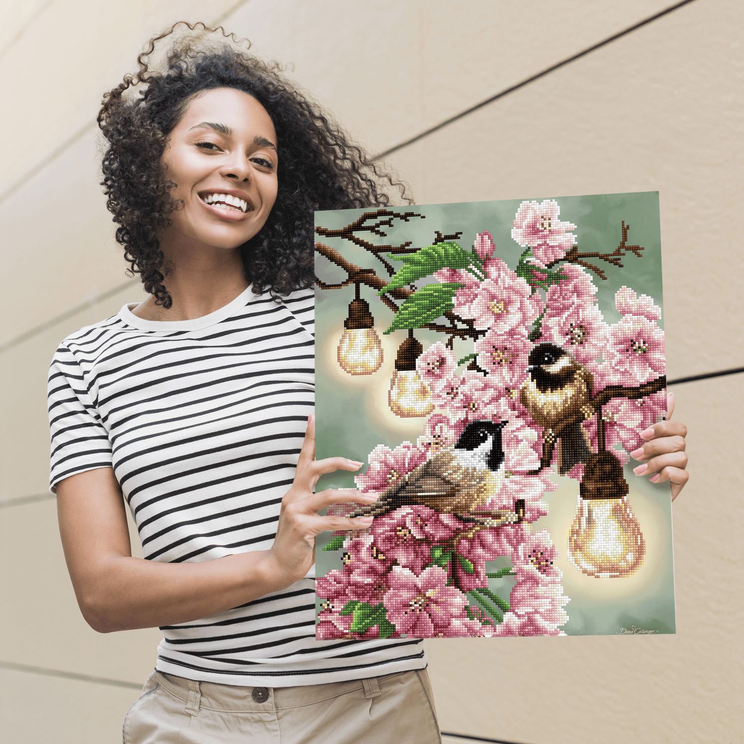 Diamond Dotz Cherry Blossoms & Chickadees Diamond Painting Kit - 20.1 x 16.5