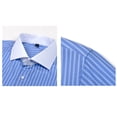 thumbnail image 3 of Dresfit Dress Shirts Mens Striped Button Down Shirt Spring Slim Fit Long Sleeve Solid Shirt Summer Button Up Big and Tall Office Formal Tops Blue L, 3 of 5