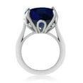 thumbnail image 3 of Gem Stone King 925 Sterling Silver Blue Created Sapphire and White Diamond Engagement Ring for Women (14.12 Cttw, 14MM Cushion, Size 7), 3 of 3
