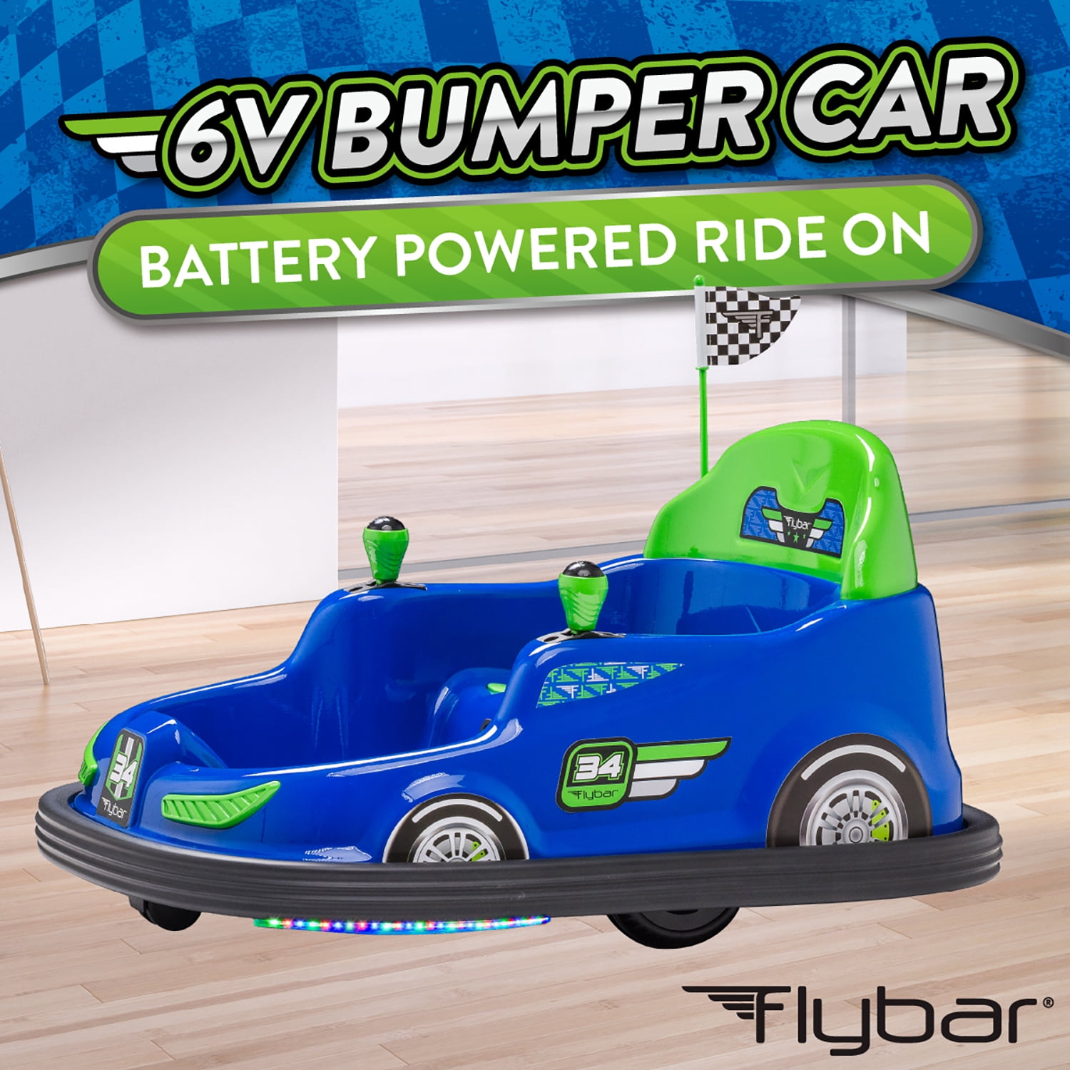 Flybar 6V Retro Bumper Car Powered Ride-On Toy, Blue