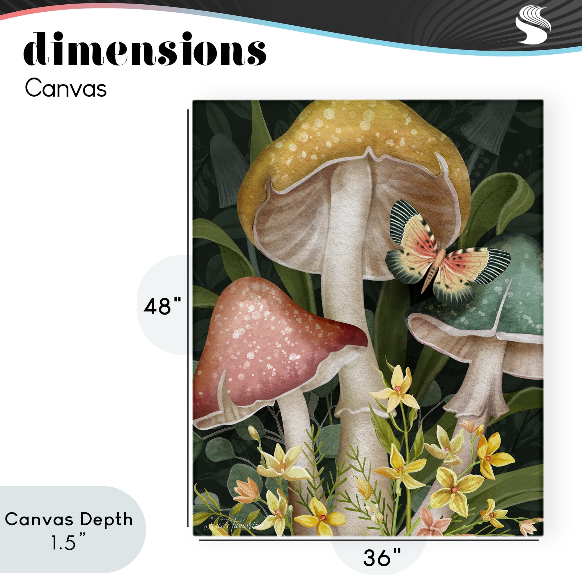 Stupell Industries Midnight Garden Mushrooms Canvas Wall Art, design by Nicole Tamarin