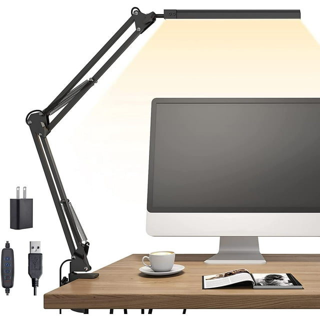 Lámpara de escritorio LED Lámpara de escritorio basculante con clip Lámpara de escritorio de lectura de oficina en casa Puede girar 360 ° Namotu HMKY052