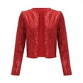 thumbnail image 3 of Lroplie Winter Coats for Women Long Sleeve Womens Cardigan Sequin Collarless Party Glitter Sparkly Crop Jacket Red 2023 2XL, 3 of 7