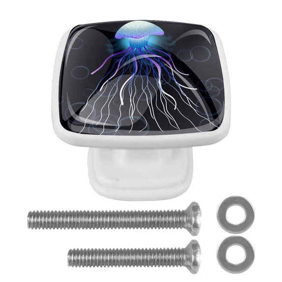 4 Pieces Set Drawer Pulls Handle Square Wardrobe Cabinet Knobs with Stainless Steel Screws Furniture Kitchen Decor