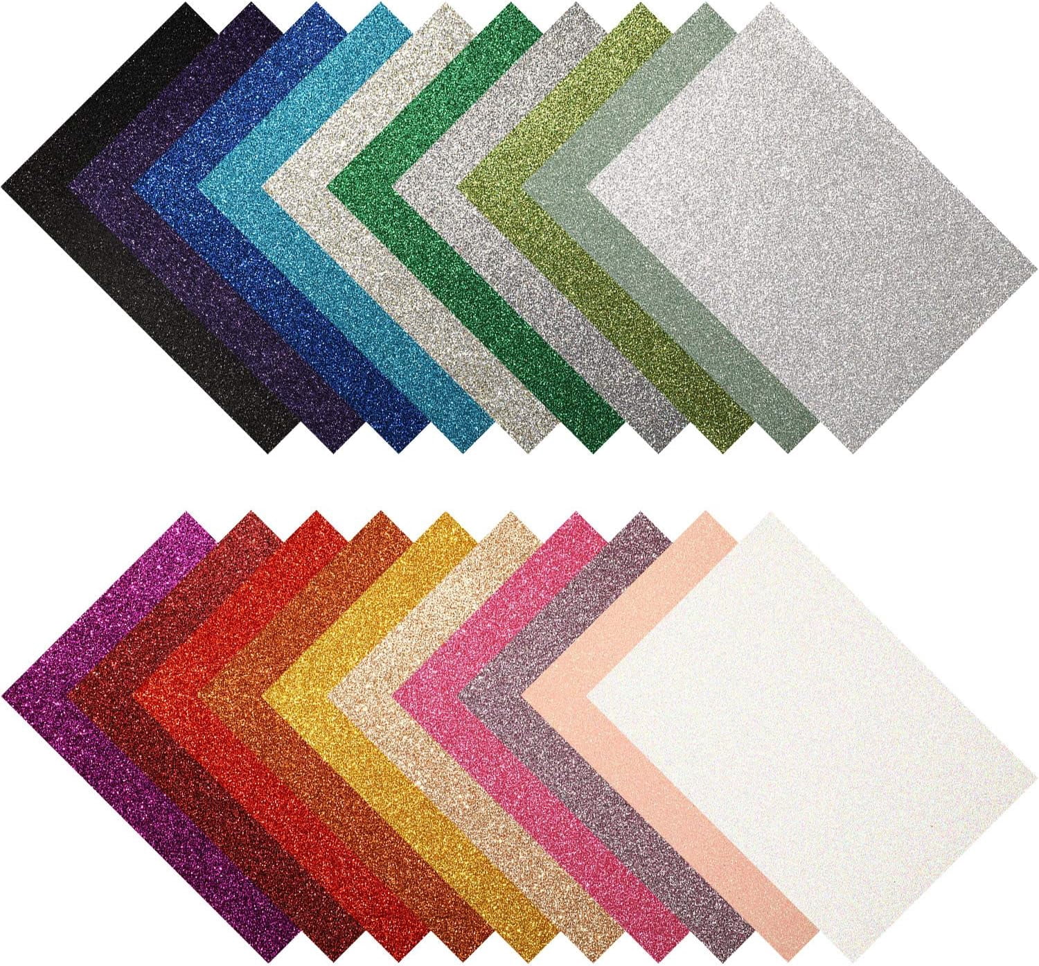 20 Pieces Shiny Glitter Faux Leather Sheets PU Faux Leather Fabric Sheet for DIY Crafts Wedding Sewing Making Earrings Crafts Hair Bows Clips Decoration Favors, 8.3 x 11.8 Inches