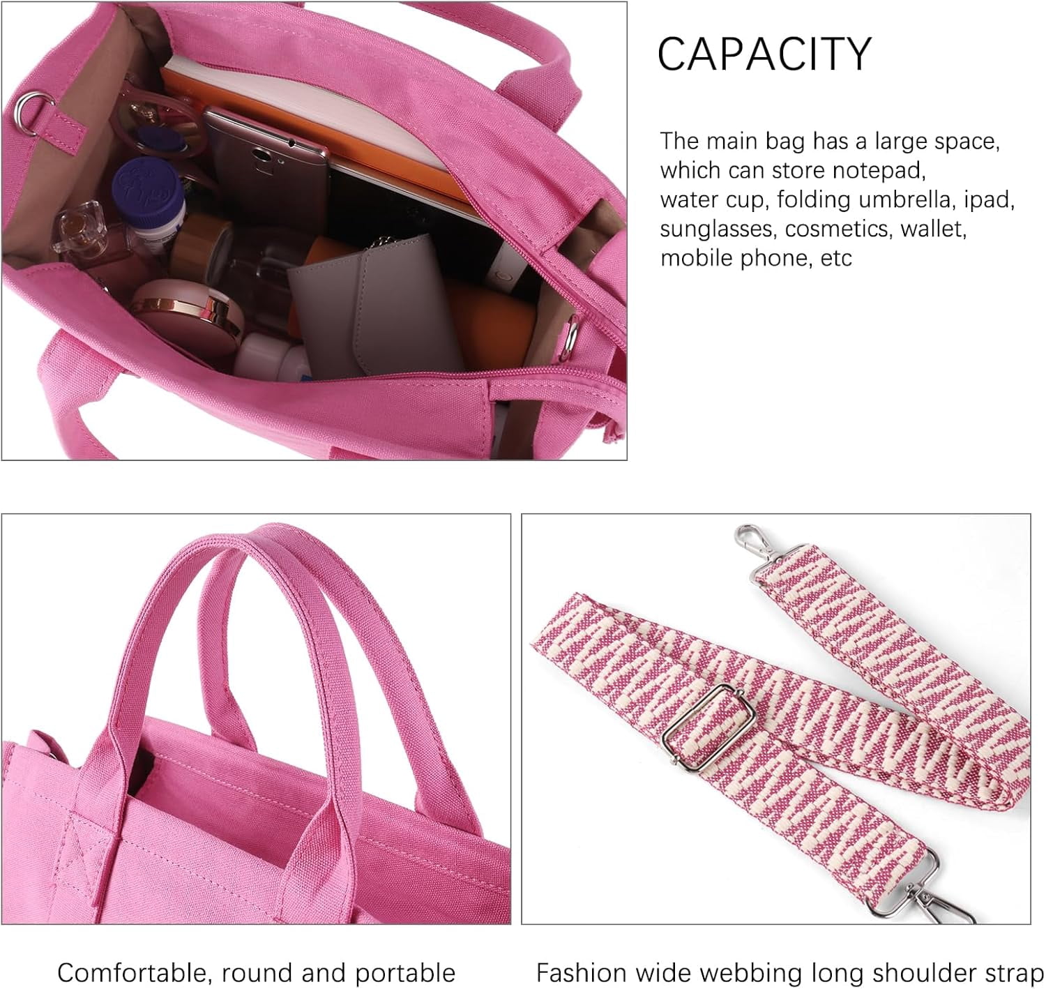 Tote Bags for Women Handbag Tote Purse with Zipper Canvas Crossbody Bag Shoulder Bag