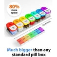 thumbnail image 2 of Extra Large Weekly Pill Organizer - XL Vitamin Holder with 7 Detachable AM PM Compartments - Portable Medicine Dispenser for Home and Travel, Big Supplement Container for Weekly or Daily Use, Rainbow, 2 of 4