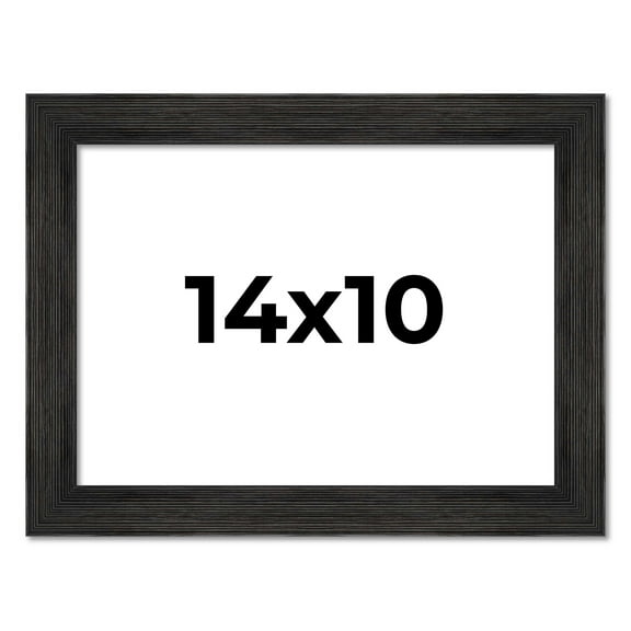 14x10 Distressed/Aged Black Complete Wood Picture Frame with UV Acrylic, Foam Board Backing, & Hardware