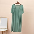 thumbnail image 6 of Bovxnpu Nightgowns for Women Short Sleeve Sleepshirt Loungewear Cotton Soft Pleated Long Nightgown Sleepwear, 6 of 8