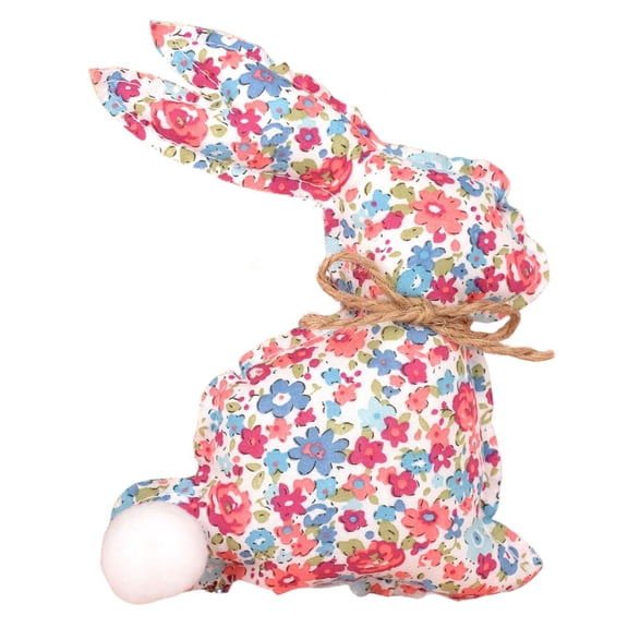 Toyeng Easter Cloth Bunny Ornament - Soft Rabbit Toy with Vibrant Hues for Holiday Party & Easter Basket Stuffers Small Floral, Individually Packaged, Extra $0.1 Added 14*12 cm