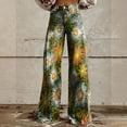 thumbnail image 2 of SNOWSONG Women's Casual Pants, Women's Vintage Flower Print Casual Wide Leg Pants Beige L, 2 of 4