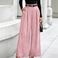 thumbnail image 2 of VEKDONE Womens Dress Pants High Waisted Pleated Wide Leg Slacks Summer Solid Color Flowy Business Work Long Pants Trendy Suit Pants with Pockets Pink L, 2 of 6