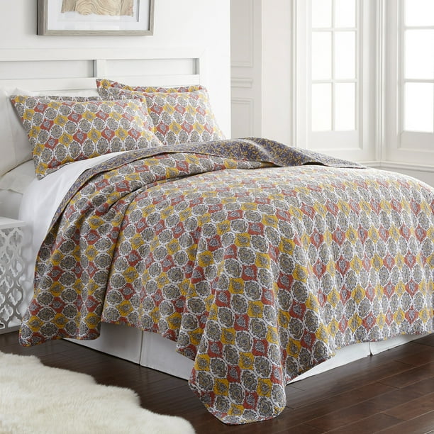 100 Cotton 2 Piece Reversible Quilt Set Block Print Paisley