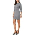 thumbnail image 4 of INSPIRE CHIC Vestido Vintage de Manga 3/4 con Cuello Alto a Cuadros XS Negro y Blanco, 4 of 6