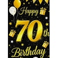 thumbnail image 3 of Black and Gold Themed 70th Birthday Banner Backdrop with Balloons Gifts Stars Party Supplies Photography Props Happy Birthday Decoration for Birthday Party Celebrations Photo Booth Decor Backgrounds, 3 of 6