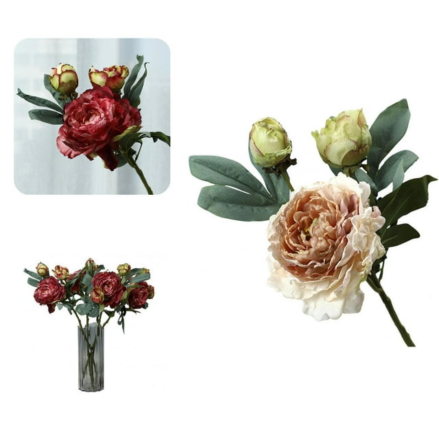 Artificial Flower Bright Color Multipurpose Silk Cloth Fadeless Vivid Simulation Peony Bouquet Home Garden Wedding Decoration