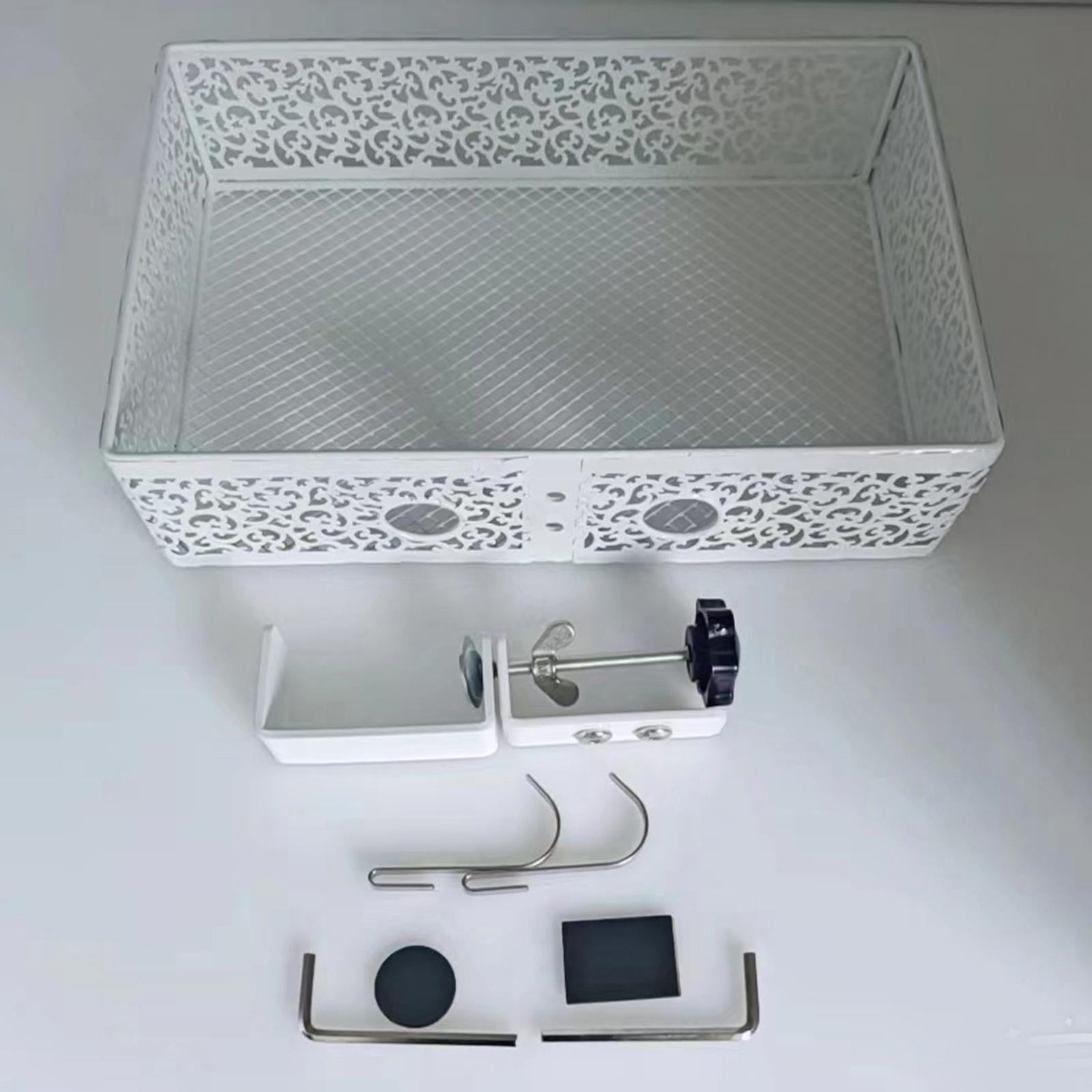 under Desk Storage Organizer Desk Mount Tray Pencil Drawer Metal Rack Stationary Holder Desktop Drawer Basket for Office Home White