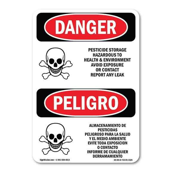 OSHA Danger Sign - Pesticide Storage Hazardous Bilingual | Decal | Protect Your Business, Construction Site, Shop Area |  Made in The USA