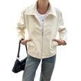 thumbnail image 2 of Chaqueta de para Mujer, de Gamuza Sintética, para Otoño e Invierno, Abrigos, Ropa y Tops. Crema L, 2 of 8