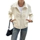 thumbnail image 2 of Chaqueta de para Mujer, de Gamuza Sintética, para Otoño e Invierno, Abrigos, Ropa y Tops. Crema XL, 2 of 8