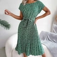 thumbnail image 2 of Fesfesfes Women Dress Casual Round Neck Printed Short Sleeve Dress Spring Bandage Dresses Plus Size $10, 2 of 8