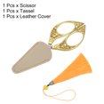 thumbnail image 3 of Unique Bargains 4.3' Stainless Steel Vintage Mini Embroidery Sewing Scissors with Tassel Leather Cover Gold, 3 of 6
