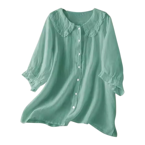 Sexlip Womens Swimsuit Set Lantern Sleeve Cover Up Design Crew Neck Ruffled Hem Flowy Silhouette Breathable Fabric for Pool Parties Green M