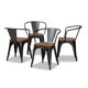thumbnail image 1 of Juego de sillas de comedor de 4 piezas Baxton Studio Ryland de metal negro industrial moderno y madera con acabado marrón nogal, 1 of 2