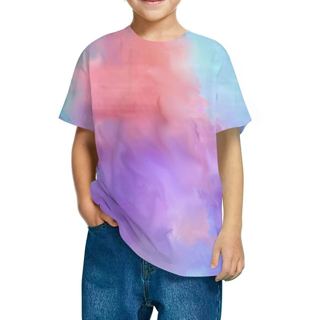 Zpanxa T-Shirts pour Filles Imprimé Stylé Col Rond Manches Courtes Été Décontracté Haut en Coton 3-4 Ans