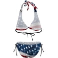 thumbnail image 6 of CROPD American Flag Bikini Set Halter Padded Top Tie Side Bottom Swimsuit for Women, 6 of 6