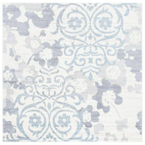 SAFAVIEH Adirondack Hortense Floral Area Rug, Ivory/Grey, 6'7" x 6'7" Square