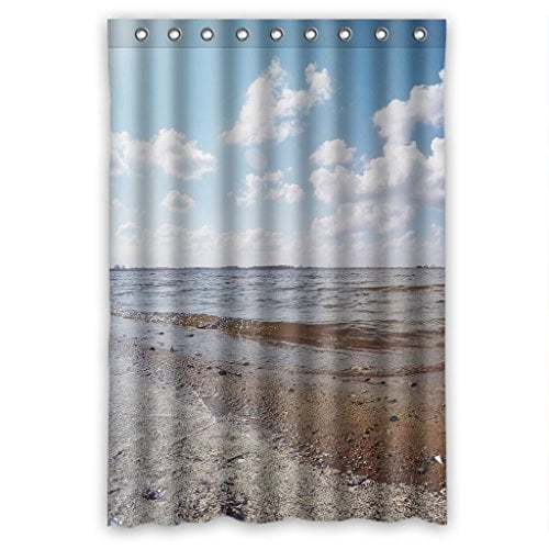 HelloDecor Beach Scene Shower Curtain Polyester Fabric Bathroom