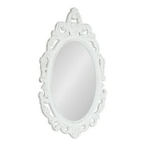 Kate and Laurel Pietra Traditional Decorative Oval Wall Mirror, 20 x 32, White, Soft Vintage Mirror with Ornate Carved Detailing for Small Powder Room Vanity