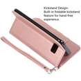 thumbnail image 4 of Wallet Case for Samsung Galaxy S8 Plus, 5 Card Slots Magnetic Closure Zipper Pocket Handbag PU Leather Flip Case with Wrist Strap TPU Kickstand Cover for Samsung Galaxy S8 Plus - Rose Gold, 4 of 7