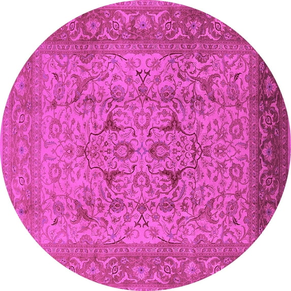 Ahgly Company Indoor Round Oriental Pink Industrial Area Rugs, 5' Round