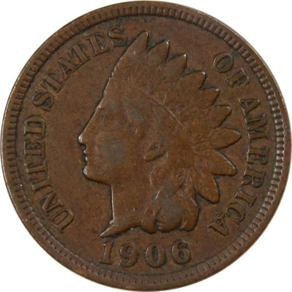 1906 Indian Head Cent F Fine Bronze Penny 1c Coin Collectible