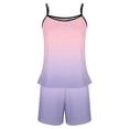 thumbnail image 5 of JMKQLZ Womens Gradient Sling Sleeveless Tank Splicing Shorts Casual Pajamas Set, 5 of 5