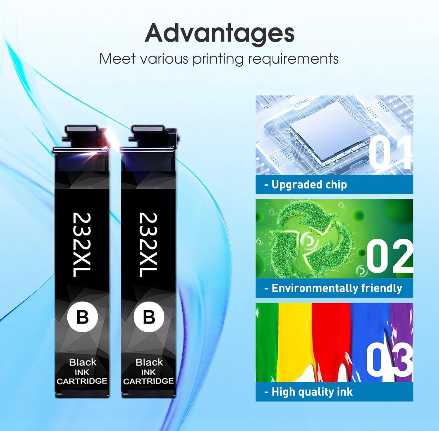HOMEDOZE Compatible with Epson T232 XL 232 Black Ink Cartridge, Works for XP-4200 XP-4205 WF-2950 WF-2930 Printer, 2 Pack Black Ink Cartridges