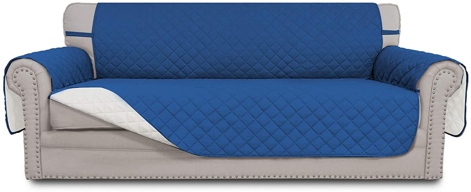 Oversized Recliner, Blue/Ivory Easy-Going Oversized Recliner Reversible Sofa Cover Furniture Protector Couch Cover Water Resistant Elastic Straps Pets Kids Dog Cat  