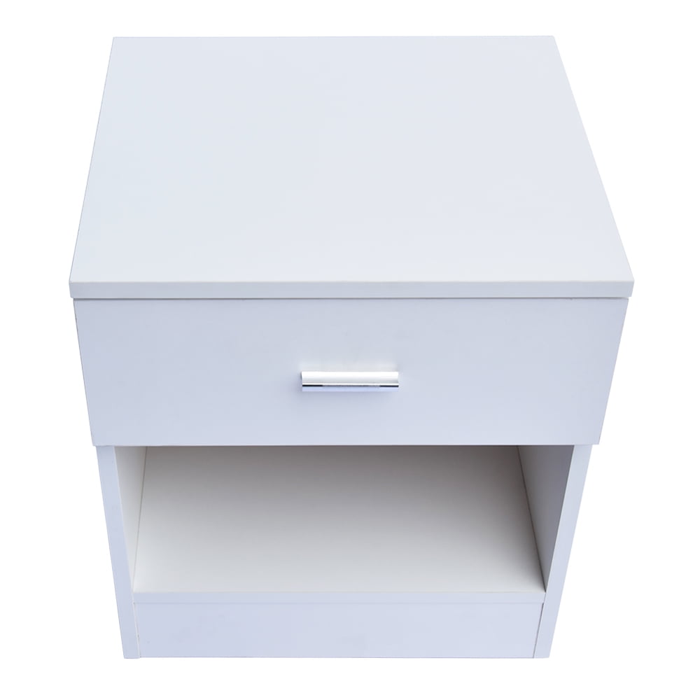 Lowestbest Easy Assembly Nightstand, End Table with Metal Handle, Table with Storage Shelf, Bedside Table for Bedroom, Living Room, Storage Shelves and Drawer, White Lowestbest Easy Assembly Nightstand, End Table with Metal Handle, Table with Storage Shelf, Bedside Table for Bedroom, Living Room, Storage Shelves and Drawer, White