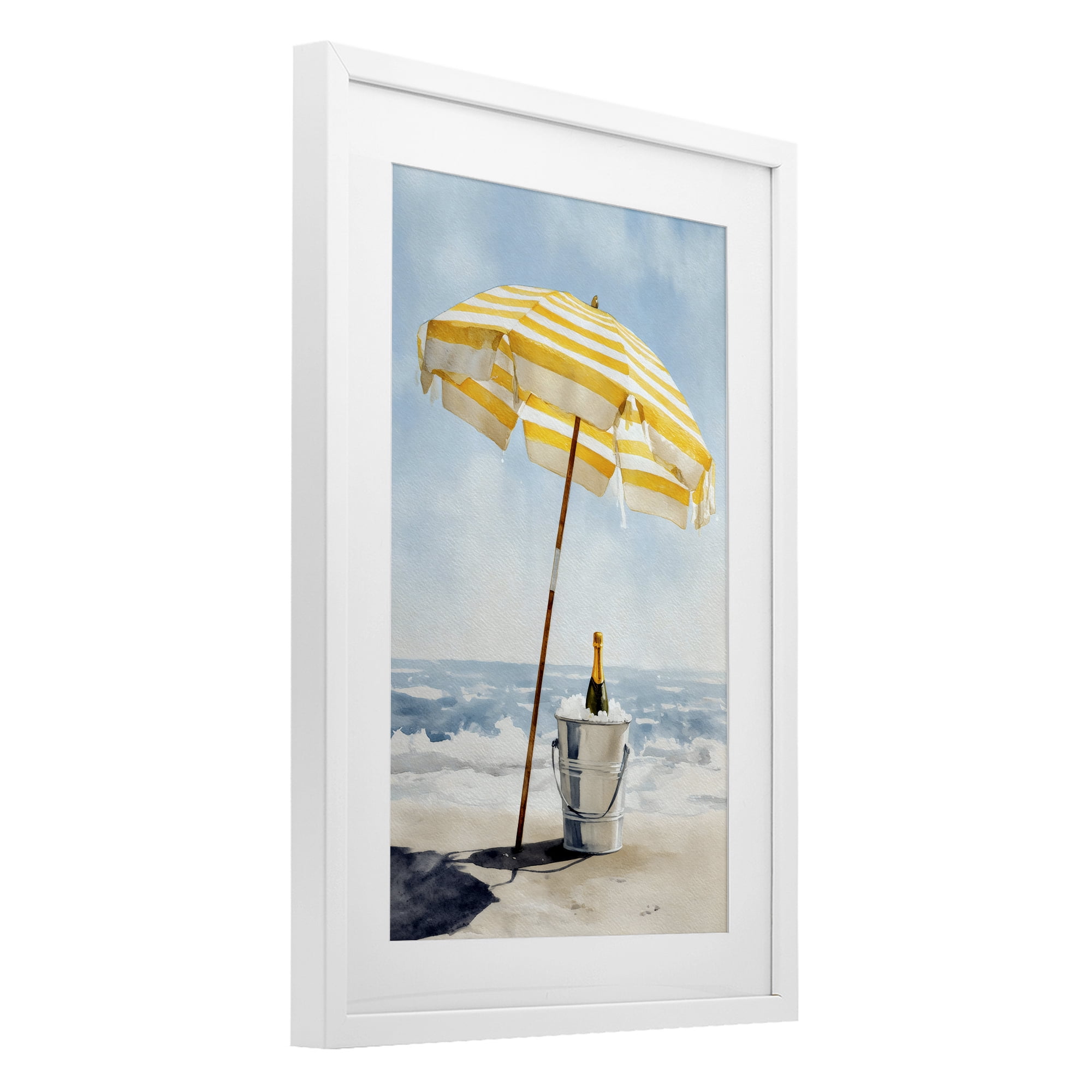 Stupell Industries Sunshine Celebration at Seaside White Framed Print Under Glass, design by Petal Prints Design