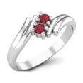 thumbnail image 2 of 3MM Round Ruby Glass Filled Bypass Shank 925 Sterling Silver Two Stone Anniversary Valentines Day Gifts Ring, 2 of 3