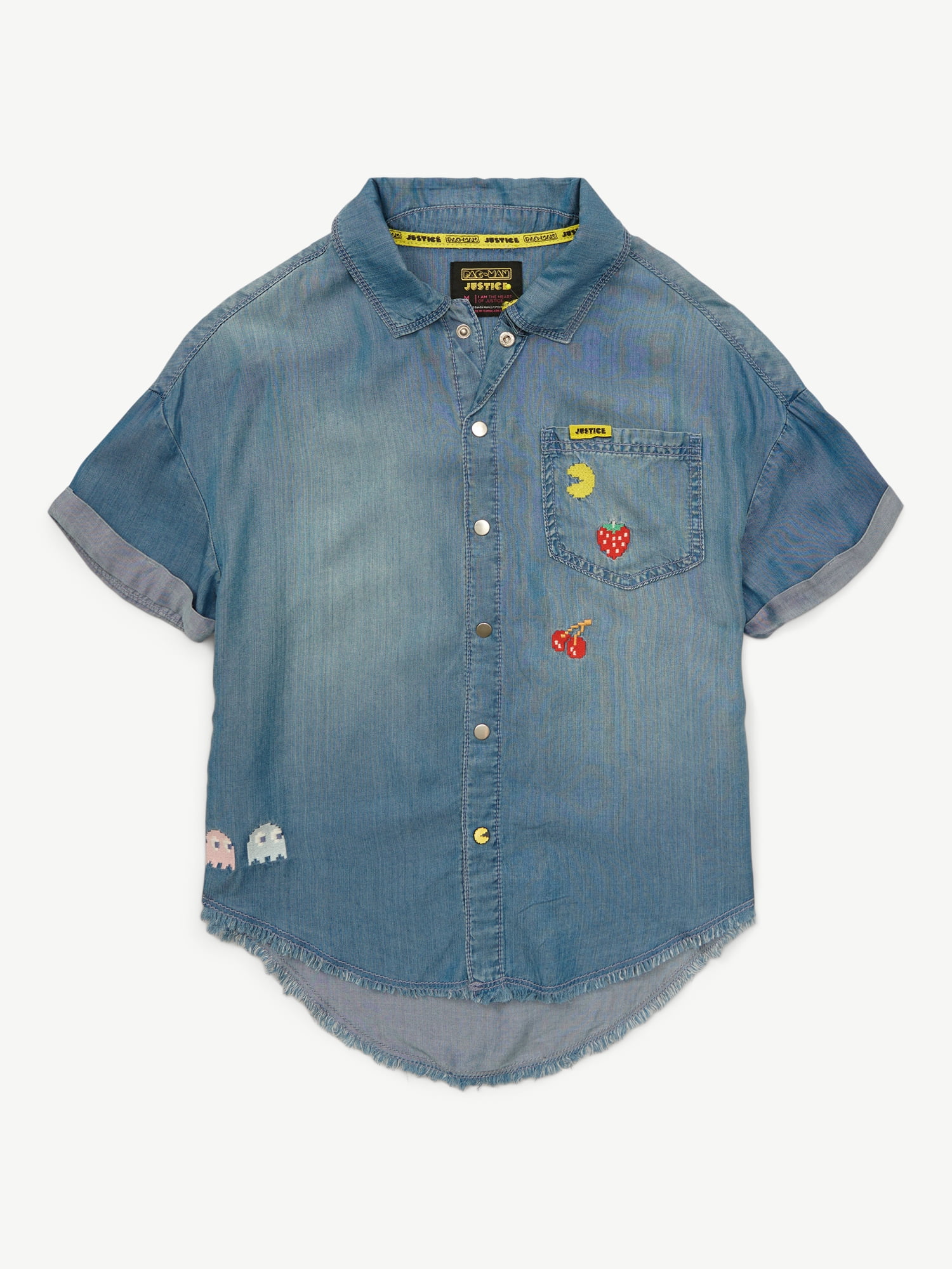 Justice Girls PAC-MAN Chambray Shirt, Sizes XS-XL & Plus