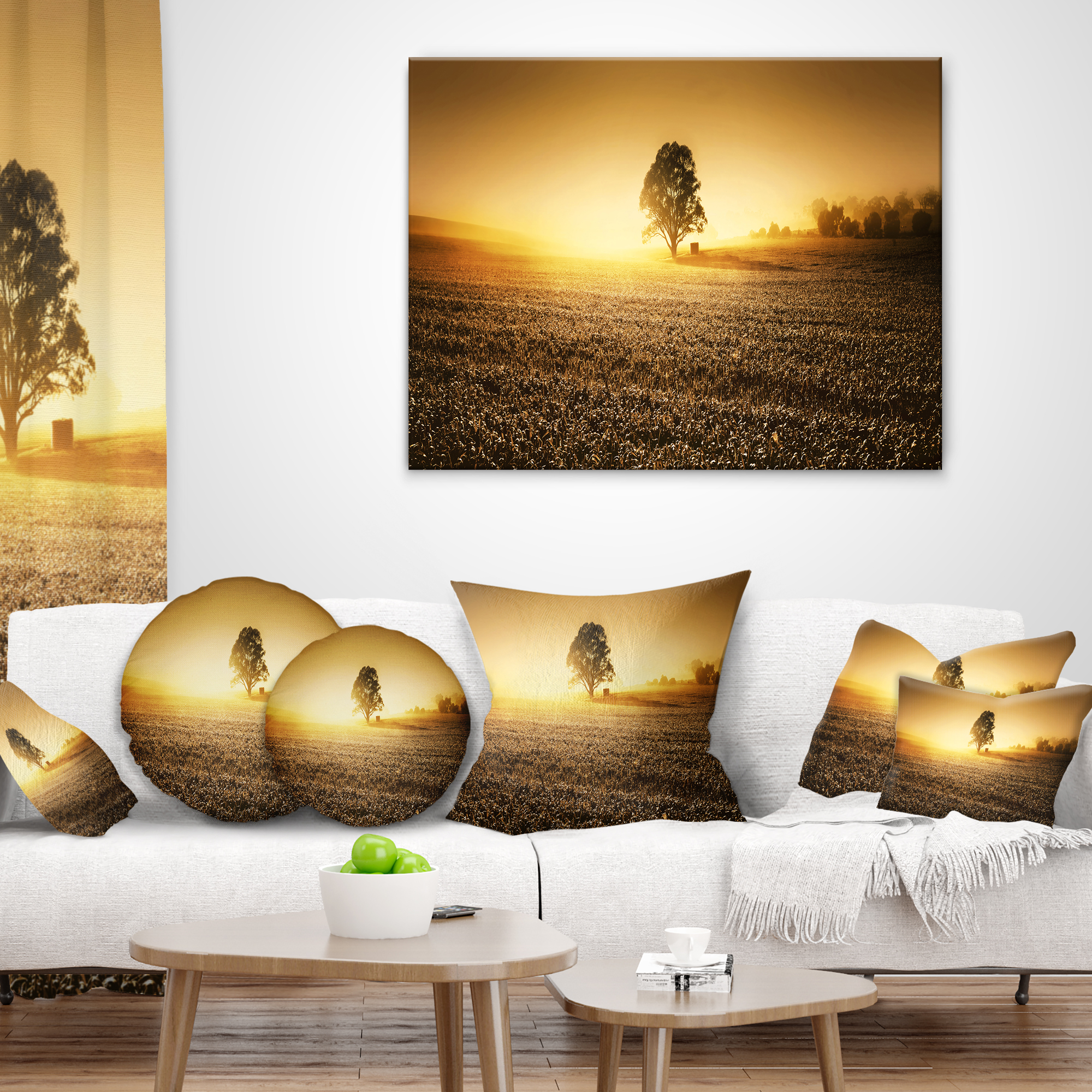 Designart Farmland Panorama - Landscape Photography Throw Pillow - 18x18