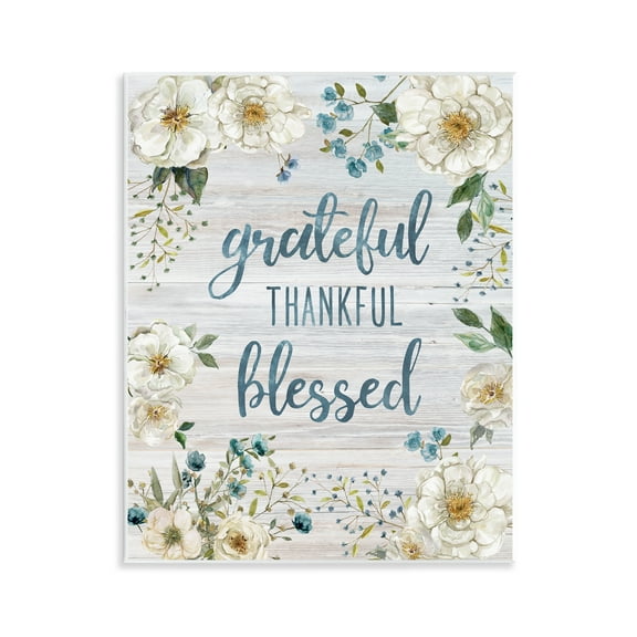Stupell Industries Floral Gratitude Phrases Plants & Flowers Painting Unframed Art Print Wall Art, 11 x 14