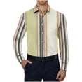 thumbnail image 1 of RXIRUCGD Chemise à Manches Longues Imprimée à Rayures Slim à la Mode pour Hommes, Multicolore, Taille : 5TG, 1 of 5